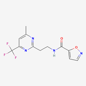 molecular formula C12H11F3N4O2 B2430604 N-(2-(4-甲基-6-(三氟甲基)嘧啶-2-基)乙基)异恶唑-5-甲酰胺 CAS No. 1396870-59-9