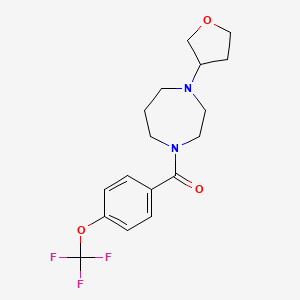 molecular formula C17H21F3N2O3 B2430606 (4-(Tetrahydrofuran-3-yl)-1,4-diazepan-1-yl)(4-(trifluoromethoxy)phenyl)methanone CAS No. 2320419-69-8