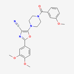 molecular formula C24H24N4O5 B2430608 2-(3,4-二甲氧基苯基)-5-(4-(3-甲氧基苯甲酰基)哌嗪-1-基)恶唑-4-腈 CAS No. 904511-72-4