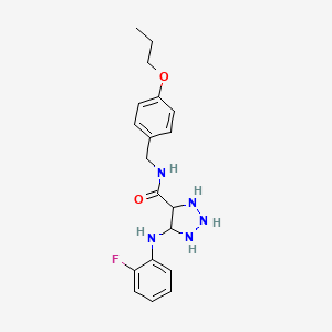 molecular formula C19H20FN5O2 B2430614 5-[(2-fluorophenyl)amino]-N-[(4-propoxyphenyl)methyl]-1H-1,2,3-triazole-4-carboxamide CAS No. 1291833-75-4