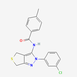 molecular formula C19H16ClN3OS B2430619 N-[2-(3-氯苯基)-4,6-二氢噻吩[3,4-c]吡唑-3-基]-4-甲基苯甲酰胺 CAS No. 450340-61-1
