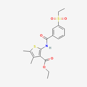 molecular formula C18H21NO5S2 B2430625 Ethyl 2-(3-(ethylsulfonyl)benzamido)-4,5-dimethylthiophene-3-carboxylate CAS No. 886918-02-1