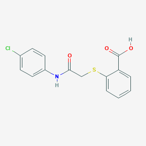 molecular formula C15H12ClNO3S B243063 2-{[2-(4-Chloroanilino)-2-oxoethyl]sulfanyl}benzoic acid 