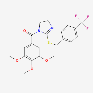 (2-((4-(trifluoromethyl)benzyl)thio)-4,5-dihydro-1H-imidazol-1-yl)(3,4,5-trimethoxyphenyl)methanone