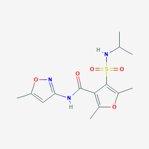 molecular formula C14H19N3O5S B2430642 4-(N-isopropylsulfamoyl)-2,5-dimethyl-N-(5-methylisoxazol-3-yl)furan-3-carboxamide CAS No. 1207028-46-3