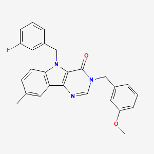 molecular formula C26H22FN3O2 B2430643 5-(3-fluorobenzyl)-3-(3-methoxybenzyl)-8-methyl-3H-pyrimido[5,4-b]indol-4(5H)-one CAS No. 1189905-77-8