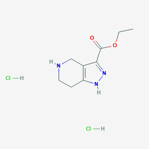 molecular formula C9H15Cl2N3O2 B2430645 Ethyl 4,5,6,7-tetrahydro-1H-pyrazolo[4,3-c]pyridine-3-carboxylate dihydrochloride CAS No. 2230808-76-9