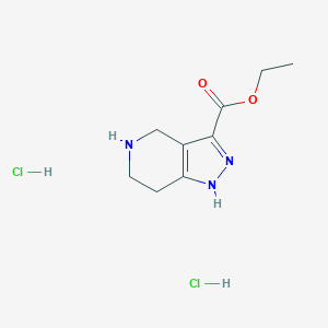 molecular formula C9H15Cl2N3O2 B2430645 4,5,6,7-テトラヒドロ-1H-ピラゾロ[4,3-c]ピリジン-3-カルボン酸エチルジヒドロクロリド CAS No. 2230808-76-9