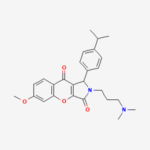 molecular formula C26H30N2O4 B2430646 2-(3-(Dimethylamino)propyl)-1-(4-isopropylphenyl)-6-methoxy-1,2-dihydrochromeno[2,3-c]pyrrole-3,9-dione CAS No. 886161-75-7