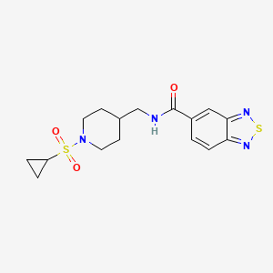 molecular formula C16H20N4O3S2 B2430662 N-((1-(cyclopropylsulfonyl)piperidin-4-yl)methyl)benzo[c][1,2,5]thiadiazole-5-carboxamide CAS No. 1234875-63-8