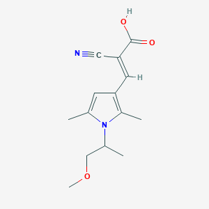 molecular formula C14H18N2O3 B2430663 2-cyano-3-[1-(1-methoxypropan-2-yl)-2,5-dimethyl-1H-pyrrol-3-yl]prop-2-enoic acid CAS No. 743440-33-7