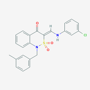 molecular formula C23H19ClN2O3S B2430673 (3Z)-3-{[(3-chlorophenyl)amino]methylene}-1-(3-methylbenzyl)-1H-2,1-benzothiazin-4(3H)-one 2,2-dioxide CAS No. 892298-71-4