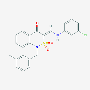 molecular formula C23H19ClN2O3S B2430673 (3Z)-3-{[(3-氯苯基)氨基]亚甲基}-1-(3-甲基苄基)-1H-2,1-苯并噻嗪-4(3H)-酮 2,2-二氧化物 CAS No. 892298-71-4