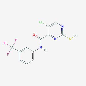 molecular formula C13H9ClF3N3OS B2430675 5-chloro-2-(methylsulfanyl)-N-[3-(trifluoromethyl)phenyl]pyrimidine-4-carboxamide CAS No. 889768-92-7