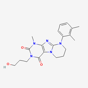 molecular formula C20H25N5O3 B2430684 9-(2,3-dimethylphenyl)-3-(3-hydroxypropyl)-1-methyl-6,7,8,9-tetrahydropyrimido[2,1-f]purine-2,4(1H,3H)-dione CAS No. 922453-58-5