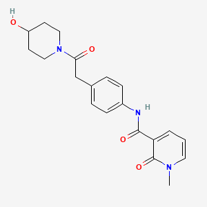 molecular formula C20H23N3O4 B2430686 N-(4-(2-(4-hydroxypiperidin-1-yl)-2-oxoethyl)phenyl)-1-methyl-2-oxo-1,2-dihydropyridine-3-carboxamide CAS No. 1234922-41-8