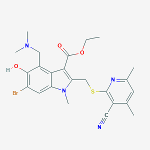 ethyl 6-bromo-2-{[(3-cyano-4,6-dimethyl-2-pyridinyl)sulfanyl]methyl}-4-[(dimethylamino)methyl]-5-hydroxy-1-methyl-1H-indole-3-carboxylate