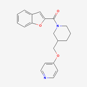 molecular formula C20H20N2O3 B2430690 1-Benzofuran-2-yl-[3-(pyridin-4-yloxymethyl)piperidin-1-yl]methanone CAS No. 2380040-91-3