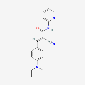 molecular formula C19H20N4O B2430693 (E)-2-氰基-3-(4-(二乙氨基)苯基)-N-(吡啶-2-基)丙烯酰胺 CAS No. 496021-14-8