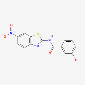 molecular formula C14H8FN3O3S B2430694 3-Fluoro-N-(6-nitro-1,3-benzothiazol-2-yl)benzamide CAS No. 307327-11-3