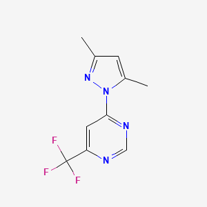 molecular formula C10H9F3N4 B2430695 4-(3,5-Dimethylpyrazol-1-yl)-6-(trifluoromethyl)pyrimidine CAS No. 2320820-86-6