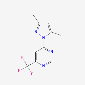 molecular formula C10H9F3N4 B2430695 4-(3,5-dimethyl-1H-pyrazol-1-yl)-6-(trifluoromethyl)pyrimidine CAS No. 2320820-86-6