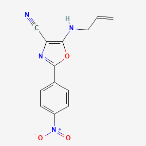 molecular formula C13H10N4O3 B2430696 5-(烯丙氨基)-2-(4-硝基苯基)恶唑-4-腈 CAS No. 613649-78-8