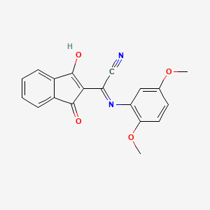 molecular formula C19H14N2O4 B2430705 2-((2,5-二甲氧基苯基)氨基)-2-(1,3-二氧代茚满-2-亚甲基)乙腈 CAS No. 685550-63-4