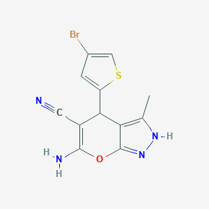 molecular formula C12H9BrN4OS B243071 6-Amino-4-(4-bromo-2-thienyl)-3-methyl-1,4-dihydropyrano[2,3-c]pyrazole-5-carbonitrile 