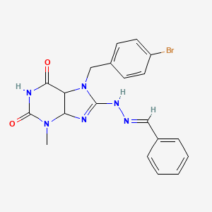 molecular formula C20H17BrN6O2 B2430712 7-[(4-溴苯基)甲基]-3-甲基-8-[(E)-2-(苯甲亚胺)肼-1-基]-2,3,6,7-四氢-1H-嘌呤-2,6-二酮 CAS No. 949332-79-0
