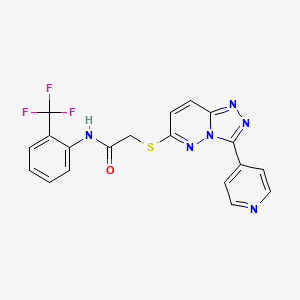 molecular formula C19H13F3N6OS B2430715 2-((3-(pyridin-4-yl)-[1,2,4]triazolo[4,3-b]pyridazin-6-yl)thio)-N-(2-(trifluoromethyl)phenyl)acetamide CAS No. 868969-88-4