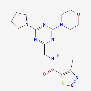 molecular formula C16H22N8O2S B2430725 4-methyl-N-((4-morpholino-6-(pyrrolidin-1-yl)-1,3,5-triazin-2-yl)methyl)-1,2,3-thiadiazole-5-carboxamide CAS No. 2034222-56-3