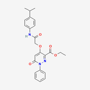 molecular formula C24H25N3O5 B2430731 Ethyl 4-(2-((4-isopropylphenyl)amino)-2-oxoethoxy)-6-oxo-1-phenyl-1,6-dihydropyridazine-3-carboxylate CAS No. 899943-50-1
