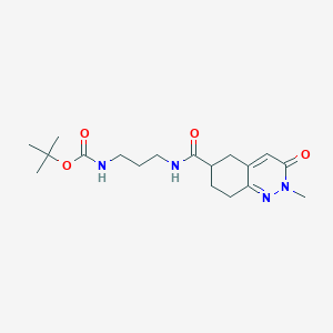 molecular formula C18H28N4O4 B2430742 叔丁基（3-（2-甲基-3-氧代-2,3,5,6,7,8-六氢噌啉-6-羧酰胺基）丙基）氨基甲酸酯 CAS No. 1903685-85-7