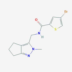 molecular formula C13H14BrN3OS B2430745 4-bromo-N-((2-methyl-2,4,5,6-tetrahydrocyclopenta[c]pyrazol-3-yl)methyl)thiophene-2-carboxamide CAS No. 2034552-04-8