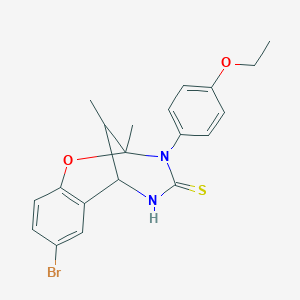molecular formula C20H21BrN2O2S B2430756 8-bromo-3-(4-ethoxyphenyl)-2,11-dimethyl-2,3,5,6-tetrahydro-4H-2,6-methano-1,3,5-benzoxadiazocine-4-thione CAS No. 1052605-18-1