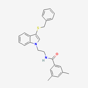 molecular formula C26H26N2OS B2430760 N-(2-(3-(ベンジルチオ)-1H-インドール-1-イル)エチル)-3,5-ジメチルベンザミド CAS No. 532974-11-1