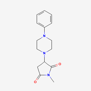 molecular formula C15H19N3O2 B2430769 1-Metil-3-(4-fenilpiperazin-1-il)pirrolidina-2,5-diona CAS No. 313378-65-3