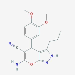 6-Amino-4-(3,4-dimethoxyphenyl)-3-propyl-2,4-dihydropyrano[2,3-c]pyrazole-5-carbonitrile