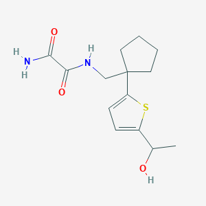 molecular formula C14H20N2O3S B2430796 N1-((1-(5-(1-hydroxyethyl)thiophen-2-yl)cyclopentyl)methyl)oxalamide CAS No. 2034492-17-4