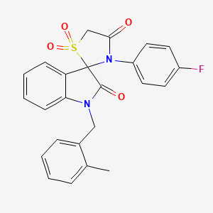 molecular formula C24H19FN2O4S B2430799 3'-(4-Fluorophenyl)-1-[(2-methylphenyl)methyl]-1,2-dihydrospiro[indole-3,2'-[1lambda6,3]thiazolidine]-1',1',2,4'-tetrone CAS No. 942034-02-8