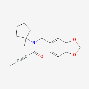 molecular formula C18H21NO3 B2430803 N-(1,3-Benzodioxol-5-ylmethyl)-N-(1-methylcyclopentyl)but-2-ynamide CAS No. 2411254-85-6