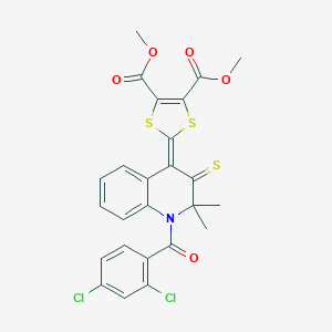 molecular formula C25H19Cl2NO5S3 B243081 dimethyl 2-{1-[(2,4-dichlorophenyl)carbonyl]-2,2-dimethyl-3-thioxo-2,3-dihydroquinolin-4(1H)-ylidene}-1,3-dithiole-4,5-dicarboxylate 