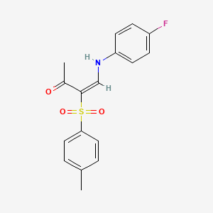 molecular formula C17H16FNO3S B2430816 (E)-4-(4-fluoroanilino)-3-(4-methylphenyl)sulfonylbut-3-en-2-one CAS No. 1024718-64-6
