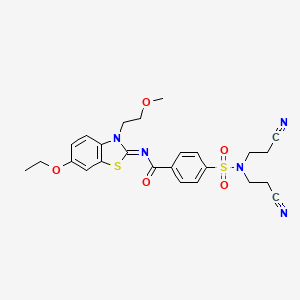4-[bis(2-cyanoethyl)sulfamoyl]-N-[6-ethoxy-3-(2-methoxyethyl)-1,3-benzothiazol-2-ylidene]benzamide