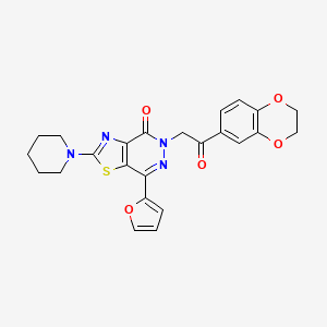 5-(2-(2,3-dihydrobenzo[b][1,4]dioxin-6-yl)-2-oxoethyl)-7-(furan-2-yl)-2-(piperidin-1-yl)thiazolo[4,5-d]pyridazin-4(5H)-one