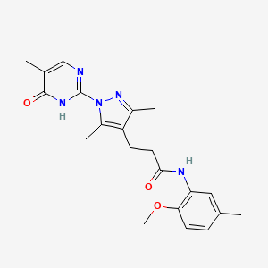 3-(1-(4,5-dimethyl-6-oxo-1,6-dihydropyrimidin-2-yl)-3,5-dimethyl-1H-pyrazol-4-yl)-N-(2-methoxy-5-methylphenyl)propanamide