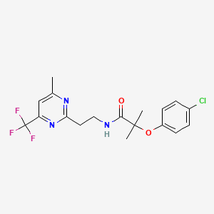 2-(4-chlorophenoxy)-2-methyl-N-(2-(4-methyl-6-(trifluoromethyl)pyrimidin-2-yl)ethyl)propanamide