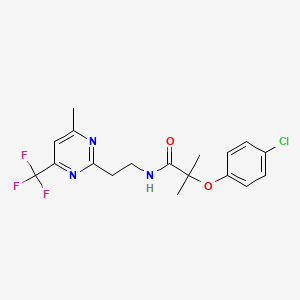 molecular formula C18H19ClF3N3O2 B2430850 2-(4-クロロフェノキシ)-2-メチル-N-(2-(4-メチル-6-(トリフルオロメチル)ピリミジン-2-イル)エチル)プロパンアミド CAS No. 1421585-35-4