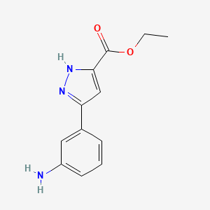 molecular formula C12H13N3O2 B2430853 乙基3-(3-氨基苯基)-1H-吡唑-5-羧酸酯 CAS No. 1025724-78-0